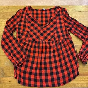 Red and Black Gingham Blouse